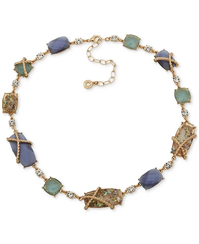 Anne Klein Gold-Tone Stone Rope Textured Crystal Necklace, 16" + 3" extender