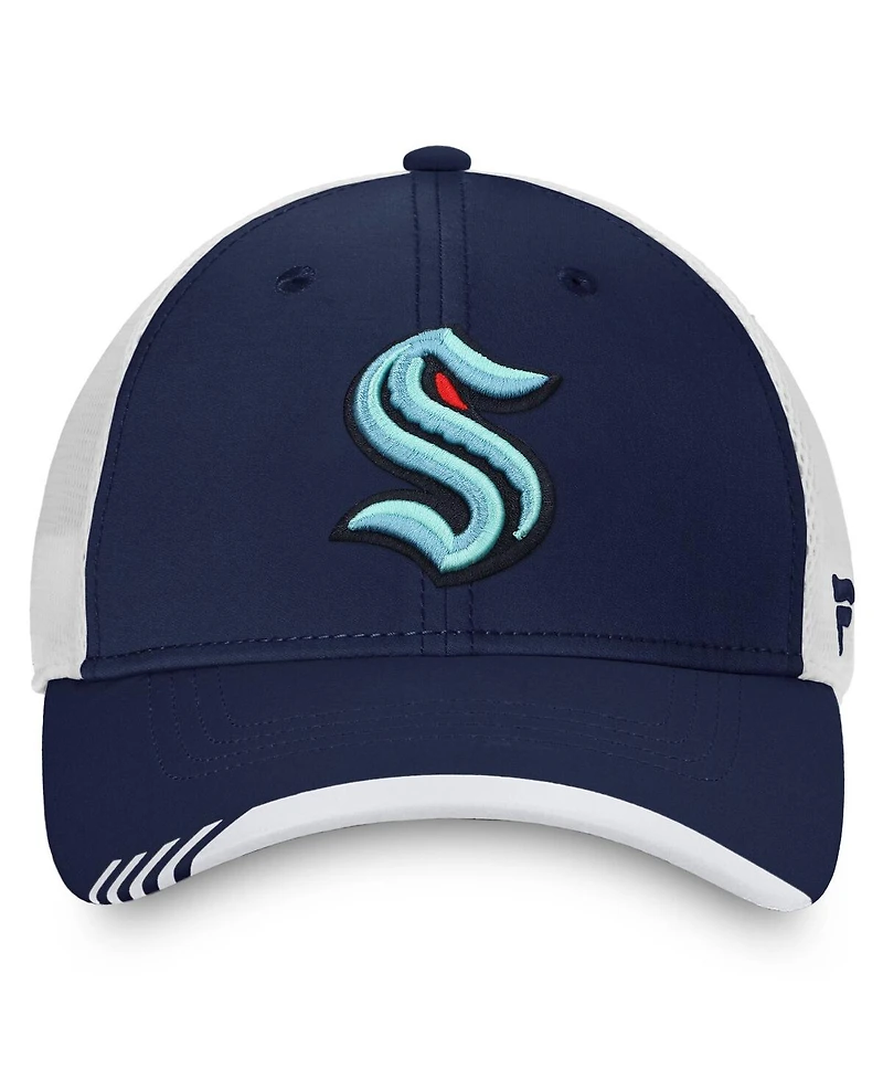 Fanatics Men's Navy Seattle Kraken Authentic Pro Locker Room Trucker Adjustable Hat