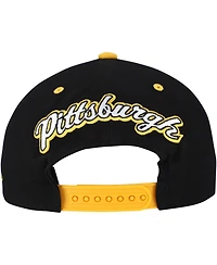 Mitchell & Ness Men's Black/Gold Pittsburgh Penguins Backside Script Two-Tone Pro Crown Adjustable Hat