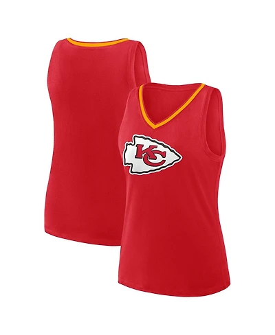 Logo Athletic Women's Red Kansas City Chiefs Plus Stellar Win V-Neck Tank Top