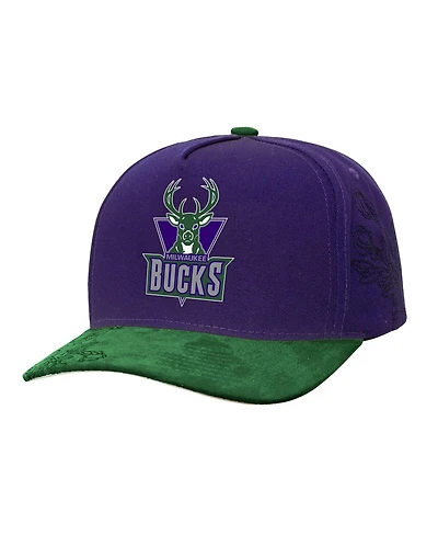 Mitchell & Ness Men's Purple/Green Milwaukee Bucks May Flowers Adjustable Hat