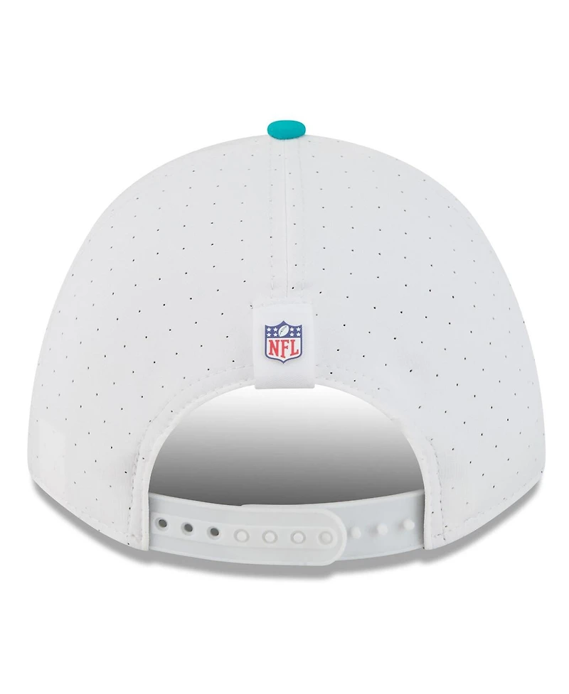 New Era Men's White/Aqua Miami Dolphins 2025 Nfl Training Camp A-Frame 9FORTY Adjustable Hat