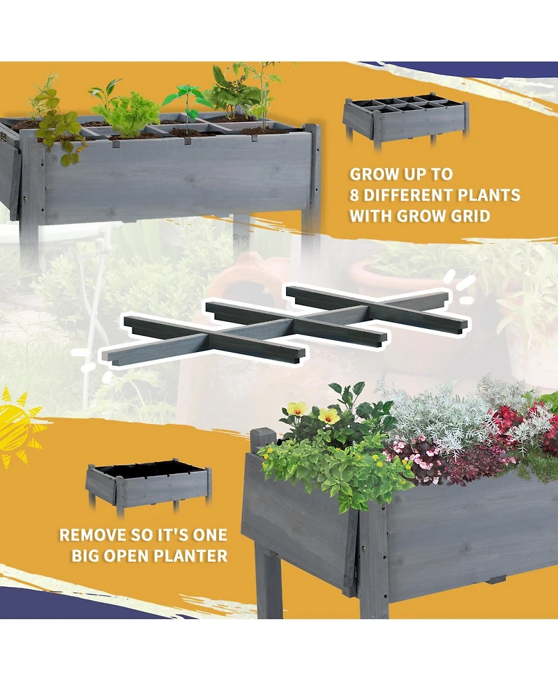 Outsunny 49" x 21" x 34" Raised Garden Bed w/ 8 Grow Grids,