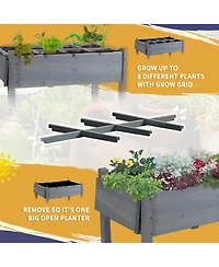 Outsunny 49" x 21" x 34" Raised Garden Bed w/ 8 Grow Grids,