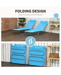 Outsunny 2-Piece Folding Chaise Lounge, Reclining Pool Chairs