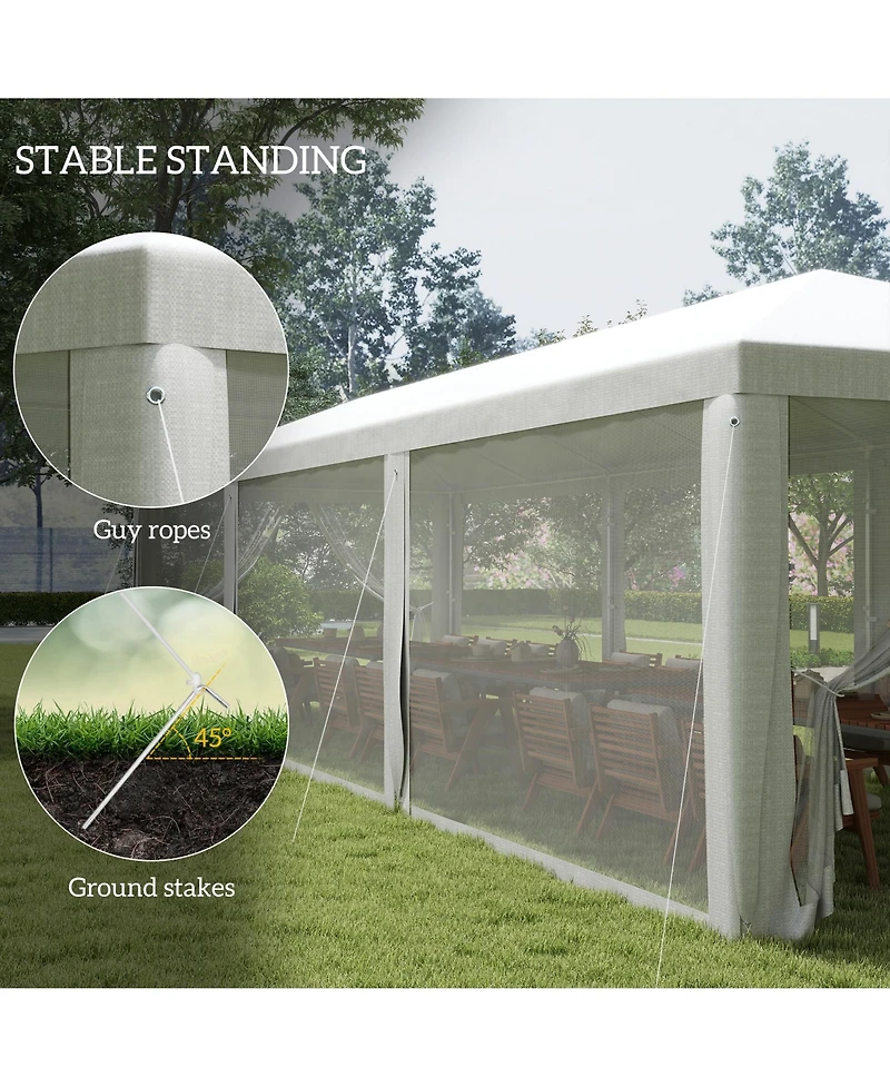 Outsunny 10' x 28' Party Tent with 8 Removable Net Sidewalls,