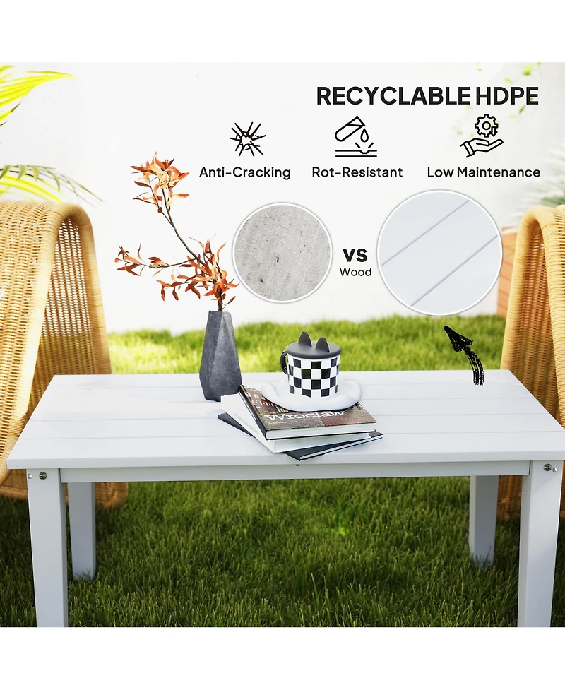Outsunny Hdpe Outdoor Table, Recgle Slatted Patio Table,