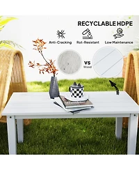 Outsunny Hdpe Outdoor Table, Recgle Slatted Patio Table,