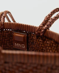 Mango Women's Braided Leather Shoulder Bag
