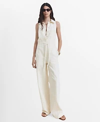 Mango Women's Long Denim Jumpsuit