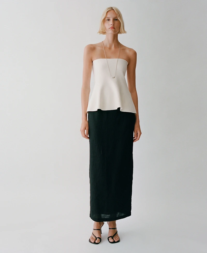 Mango Women's Linen Pencil Skirt