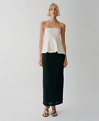 Mango Women's Linen Pencil Skirt