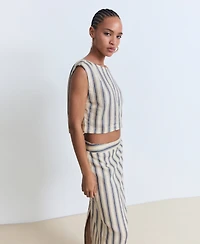 Mango Women's Striped Linen Skirt