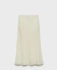 Mango Women's Flowers Midi Skirt