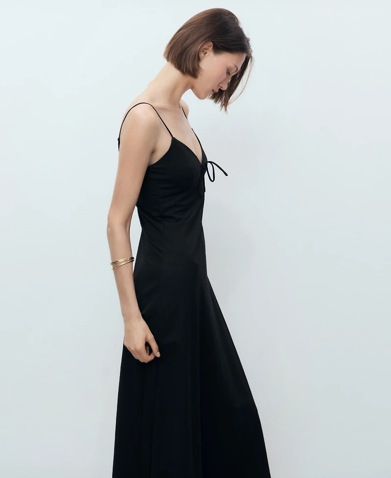 Mango Women's Bow Neckline Long Dress