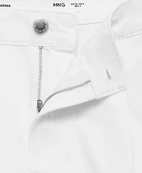 Mango Women's Mid-Rise Pleated Denim Bermuda Shorts