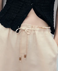Mango Women's Straight-Fit Drawstring Linen Shorts
