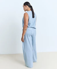 Mango Women's Mid-Rise Wide Leg Denim Jeans