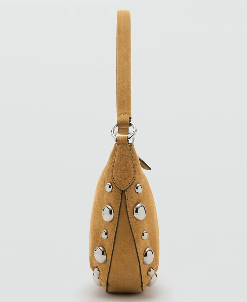Mango Women's Medium Studded Suede Handbag