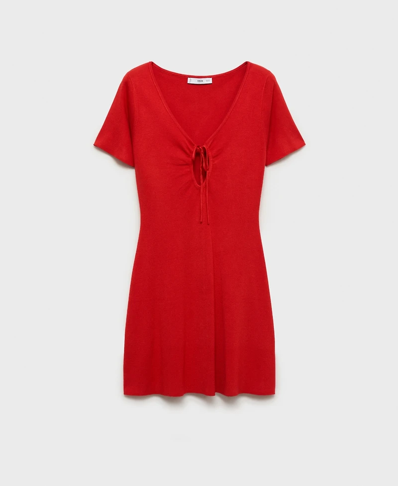 Mango Women's Bow Neckline Knitted Dress