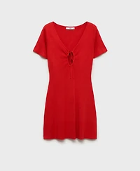 Mango Women's Bow Neckline Knitted Dress