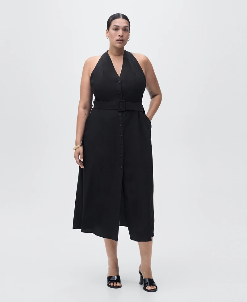 Mango Women's Belted Lyocell Dress