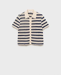 Mango Women's Short-Sleeved Striped Cardigan