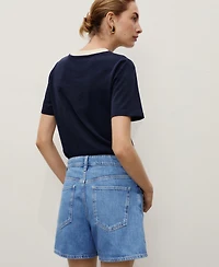 Mango Women's High-Waisted Straight-Fit Denim Shorts