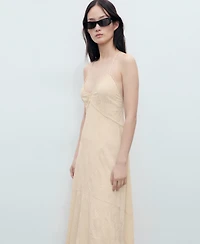 Mango Women's Embroidered Midi Dress