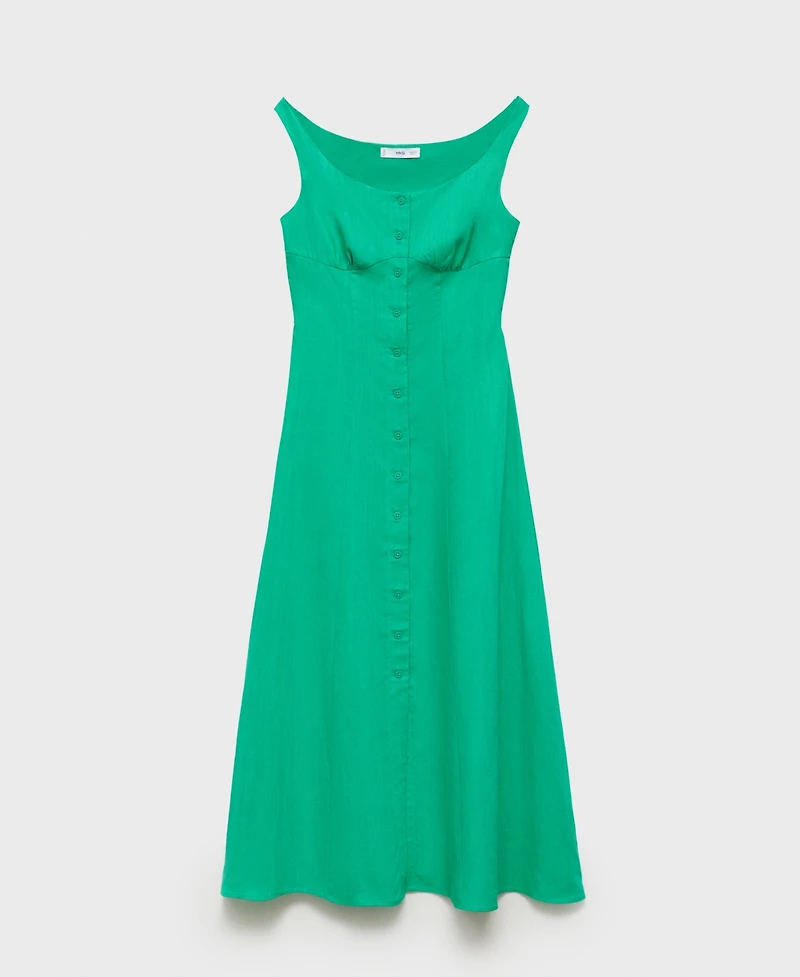Mango Women's Buttoned Linen-Blend Dress