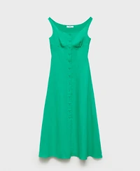 Mango Women's Buttoned Linen-Blend Dress