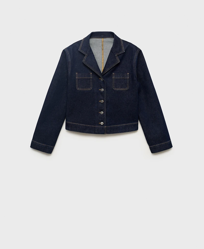Mango Women's Pockets Fitted Denim Jacket