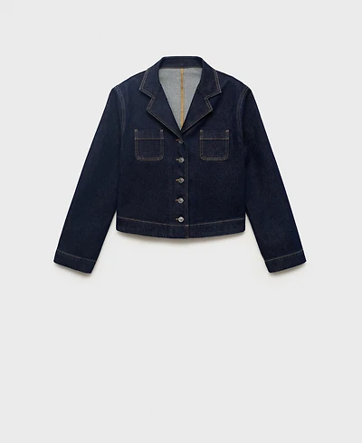 Mango Women's Pockets Fitted Denim Jacket