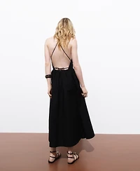 Mango Women's Crossed Back Halter Dress