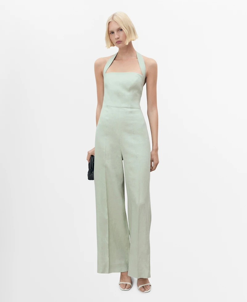 Mango Women's Linen Halter Jumpsuit