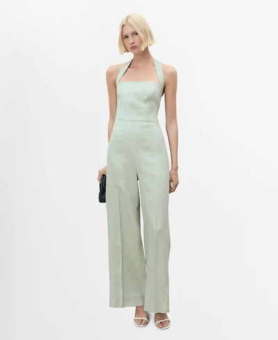 Mango Women's Linen Halter Jumpsuit