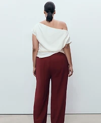 Mango Women's Straight Mid-Rise Pants