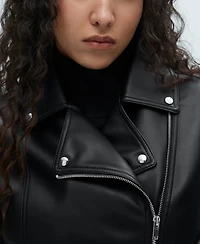Mango Women's Leather-Effect Biker Jacket