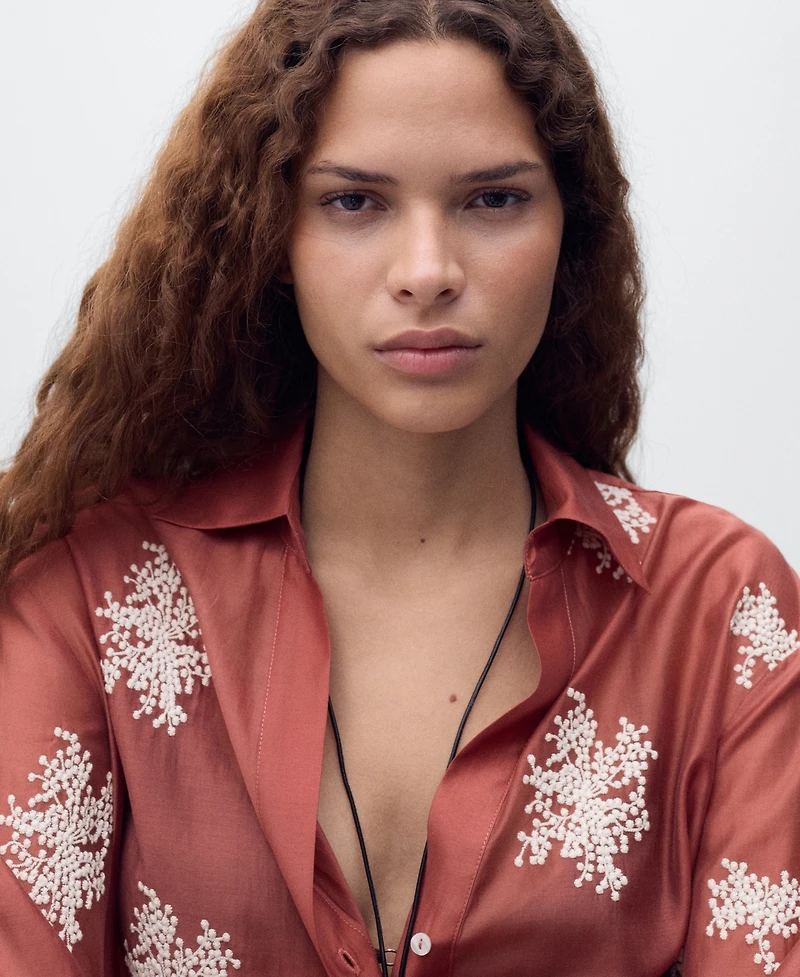 Mango Women's Embroidered Lyocell Shirt
