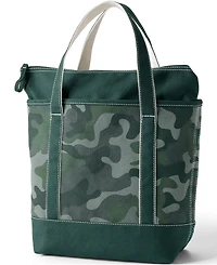 Lands' End Print 5 Pocket Zip Top Canvas Tote Bag