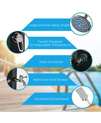 Outsunny Outdoor Solar-Powe Sding Shower with Temperature Adjustment