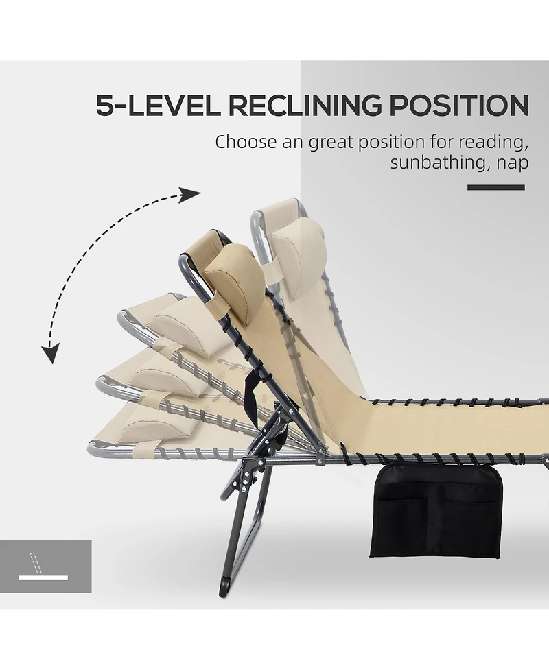 Outsunny 2-Piece Folding Chaise Lounge, Reclining ning Chairs,