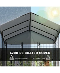 PawHut 5.9' x 5.9' x 6' Outdoor Dog Kennel with Rotating & Adjustable Bowls