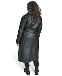 Calvin Klein Plus Belted Faux Leather Trench Coat