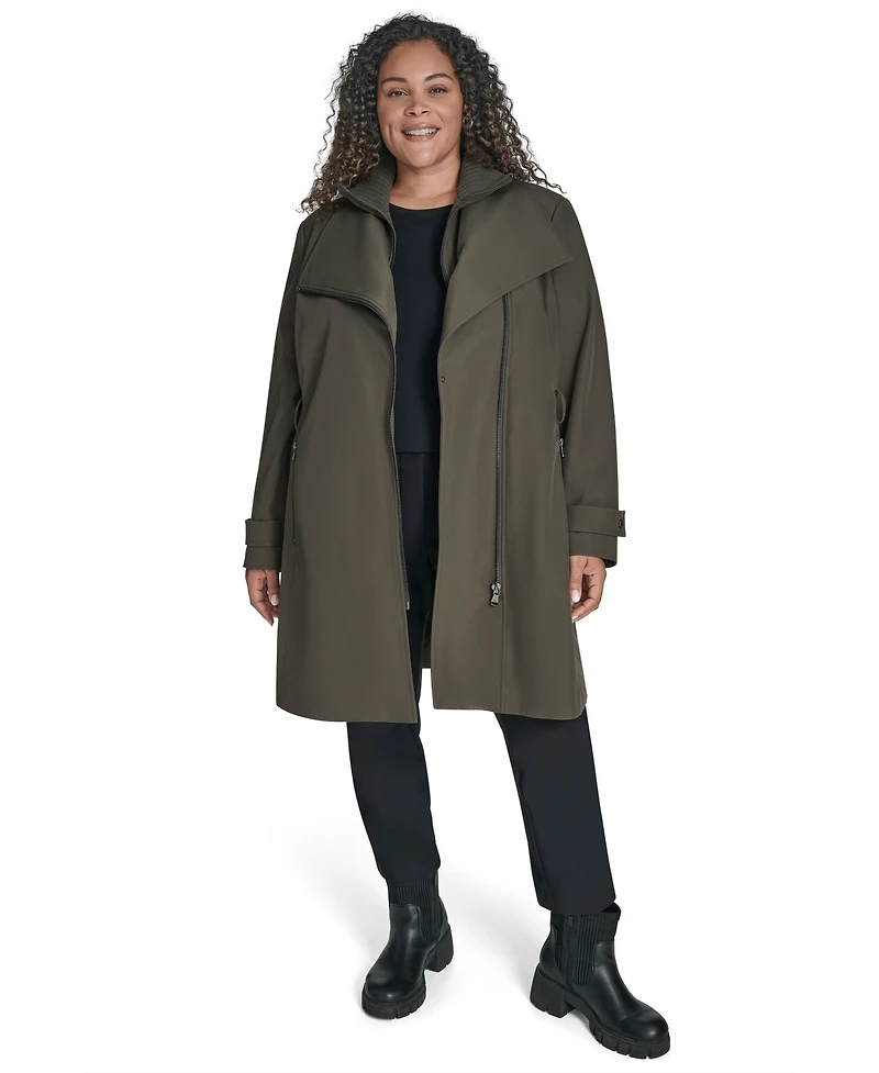 Calvin Klein Plus Size Belted Long-Sleeve Wrap Coat, Created for Macy's