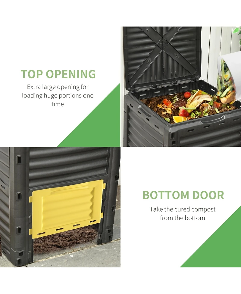 Outsunny Garden Compost Bin 80 Gallon Large Outdoor Compost Container,