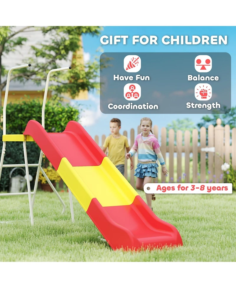 Qaba 6ft Slide for Kids, Metal Freesding Playground Equipment,