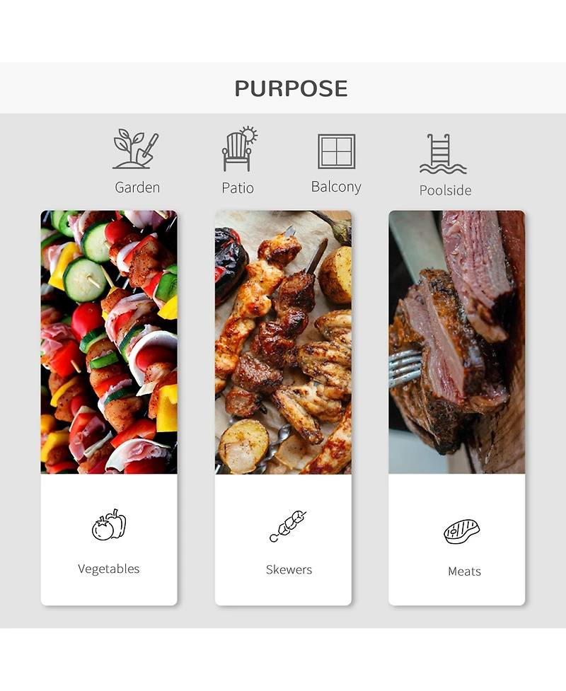 Outsunny 14” Iron Porcelain Backyard Camping Patio Charcoal Fold Tabletop