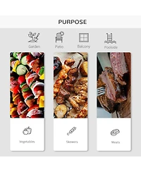 Outsunny 14” Iron Porcelain Backyard Camping Patio Charcoal Fold Tabletop