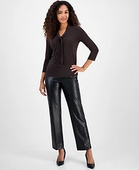 Kasper Women's Tie-Neck 3/4-Sleeve Top